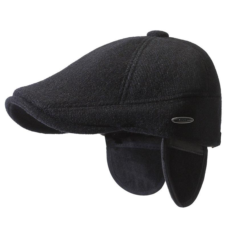 Old Man Beret Men's Autumn Winter Middle-Aged and Elderly Dad Hat Outdoor Ear Protection Warm Cap Peaked Cap