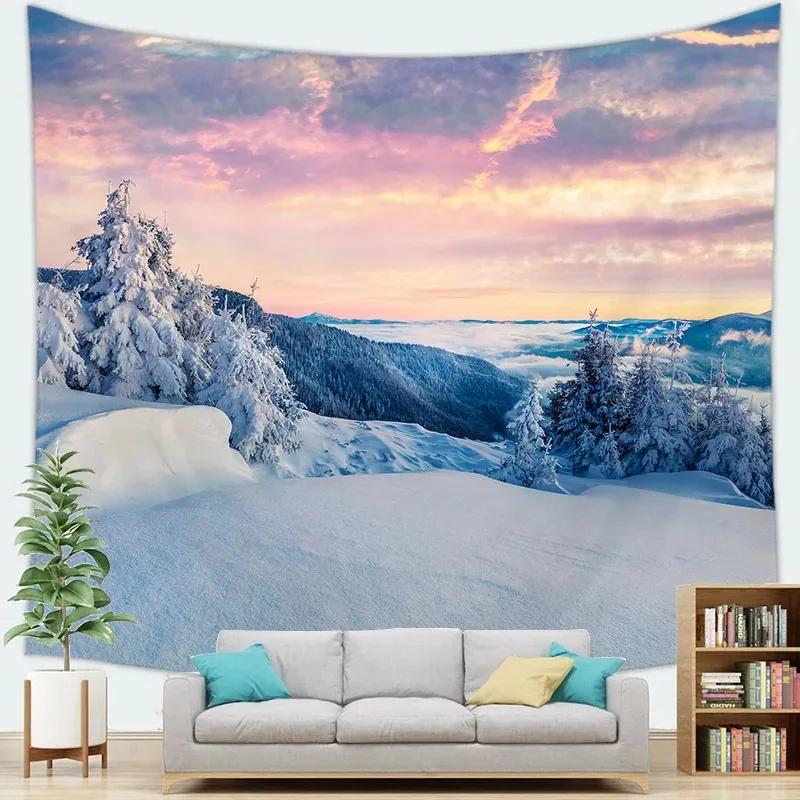 Christmas Theme Snow Christmas Tree Tapestry Bedroom Living Room Home Christmas Decoration