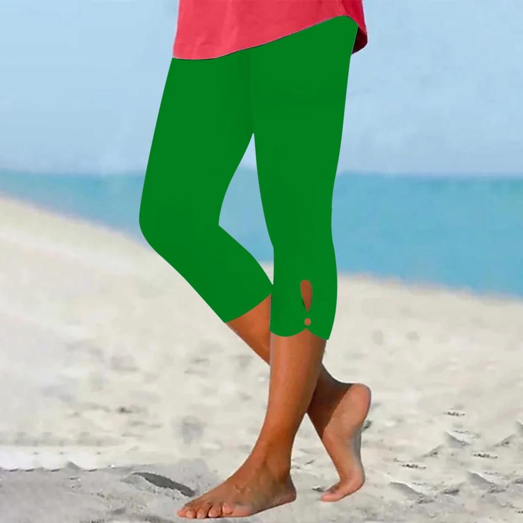 Women's High Waist Yoga Pants Summer Hollow Out Comfortable Stretch Tight Pants Workout Compression Capried Pants