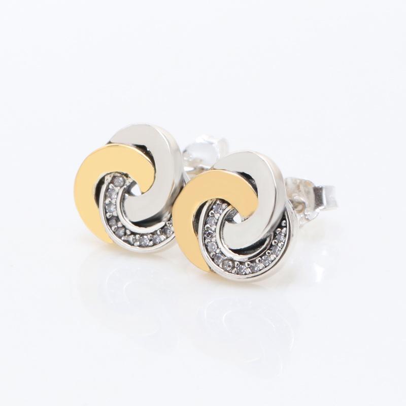 Elegant Gold-Plated Interlocking Sterling Silver Twisted Ring Earrings - Romantic Gift White Copper