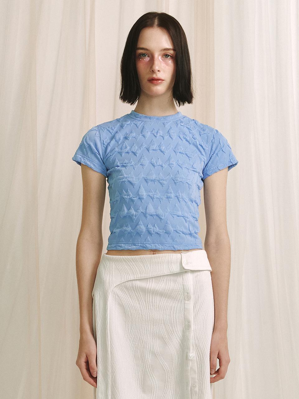 Minderly Wave Jacquard T-Shirt - Sky Blue Sky Blue/Size