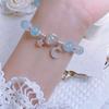 1pc Simple and Fashionable Sweet Girl Star & Moon Crystal Beaded Bracelet