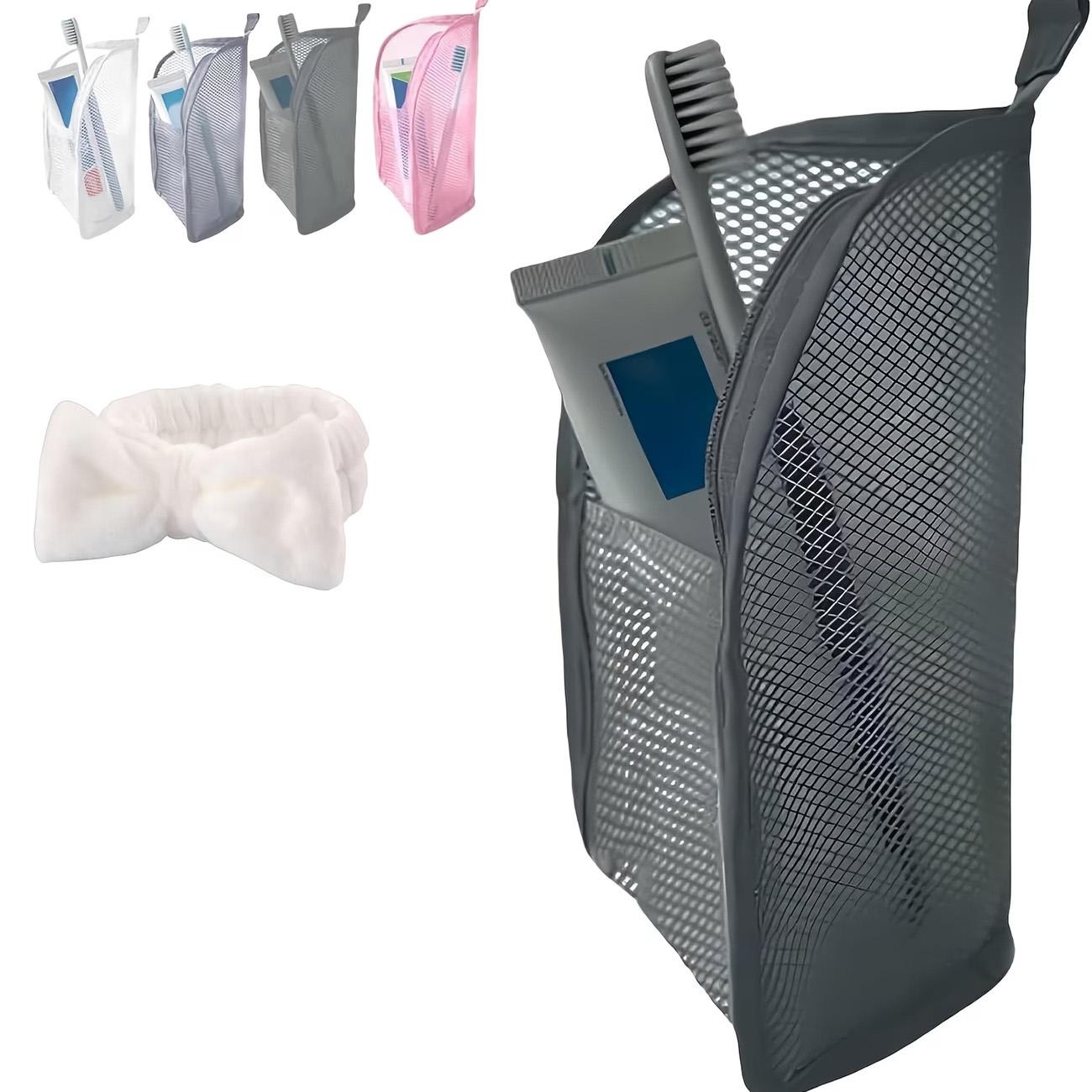 Toothbrush Pouch Stand Up Storage Pouch Waterproof Travel Toiletry Bag with Toothbrush Holder for Women Pen Bathroom Hotel чёрный