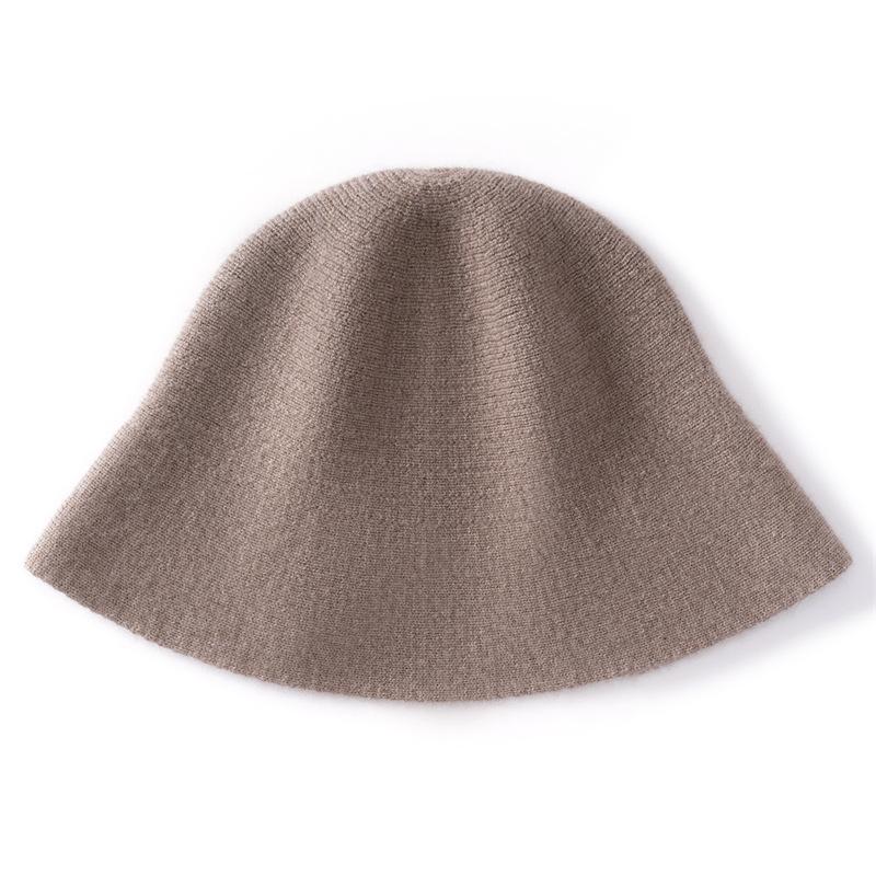 Soft Waxy Cashmere Hat Autumn and Winter New Women's Casual Ear Protection Stack Hat Fashion Knitted Hat Solid Color Bucket Hat