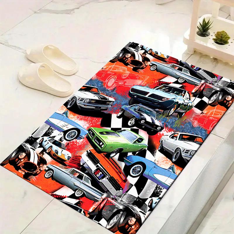 Vintage Car Carpet Rug for Living Room Bedroom Home Sofa Decoration,Kids Play Non-slip Floor Mat