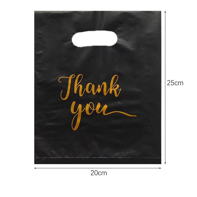 

100Pcs Thank You Gift Bags Plastic Wedding Birthday Party Treat Bags Favors Small Business Shopping Candy Cookie Packaging чорний