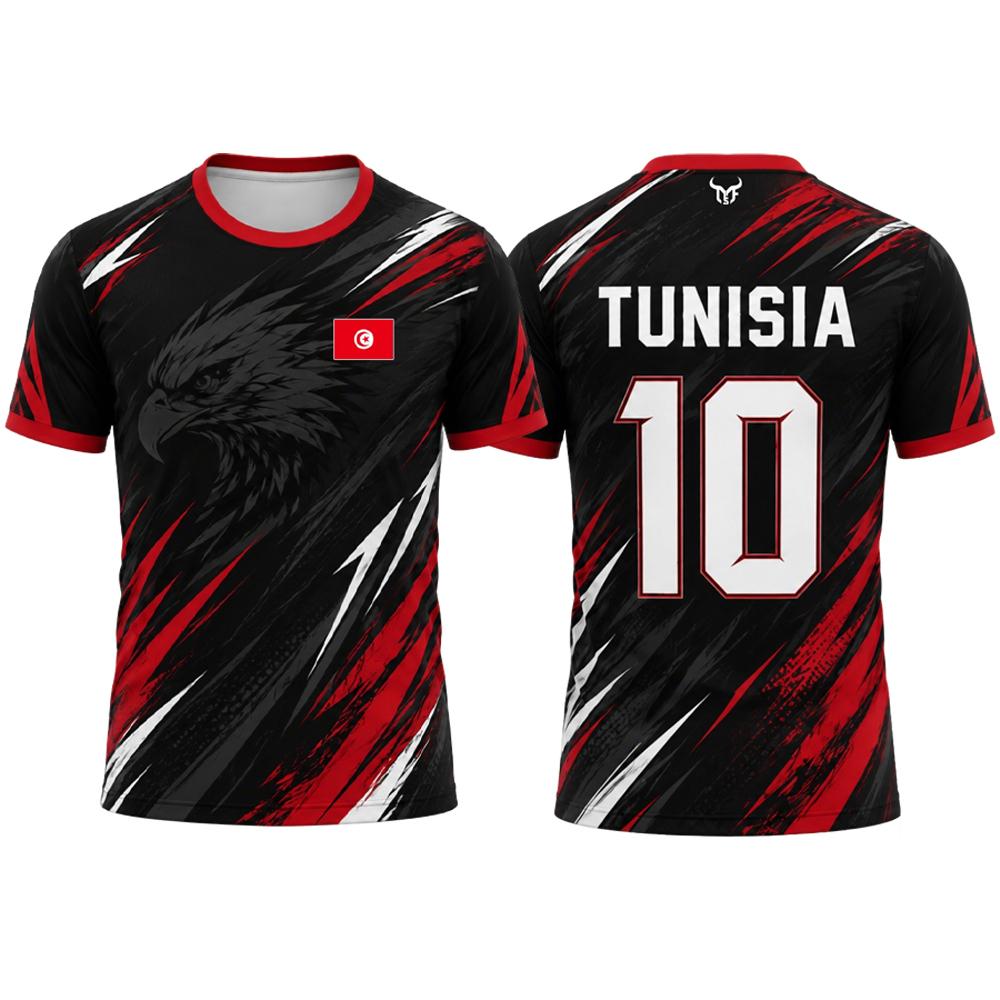 New Tunisia Flag Print Football Jersey Men s Sports Quick-drying And Breathable Football S