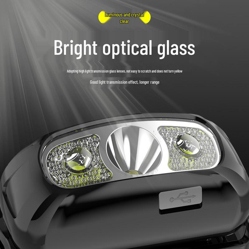 USB Rechargeable LED Induction Headlamp for Self-Defense & Night Fishing - Compact, Strong, Smart Outdoor Lighting