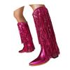 Wide Calf Boots For Women Over The Knee High Women'S Rhinestone Fringe Boots Sparkly Western Cowboy Boots Zapatos De Mujer