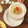 4PCS Decorative Light Luxury Round Plate Ceramic-look Salad Dish Dinning Plate  Home