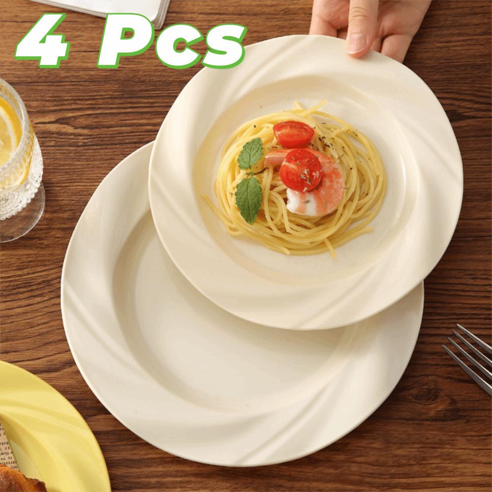 4PCS Decorative Light Luxury Round Plate Ceramic-look Salad Dish Dinning Plate  Home
