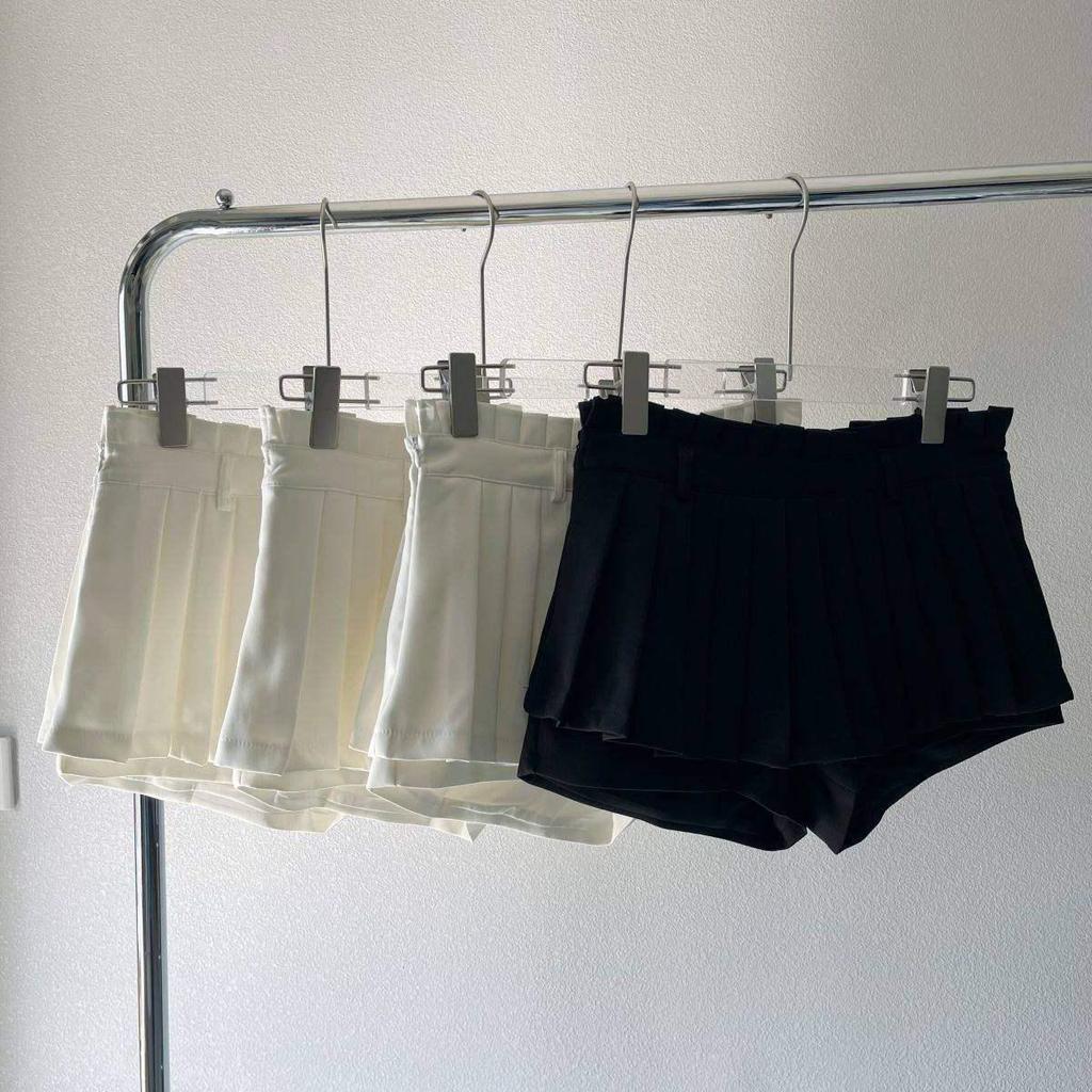 Mini-Faltenrock mit hohem Bund - Weiß, A-Linie, Anti-Exposure, Schlankmachend, College-Stil