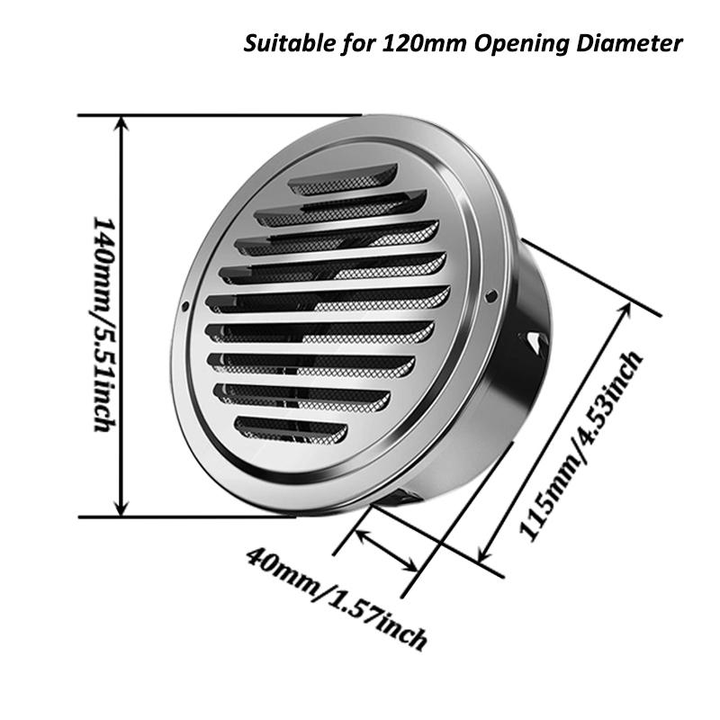 

Stainless Steel Exterior Wall Air Outlet Grille Round Pipeline Air Ventilation Cover Insect Protection Hole Plug Ducting Cap