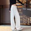 Women's High-Waisted White Chenille Corduroy Wide-Leg Pants - Spring/Summer Casual Trousers