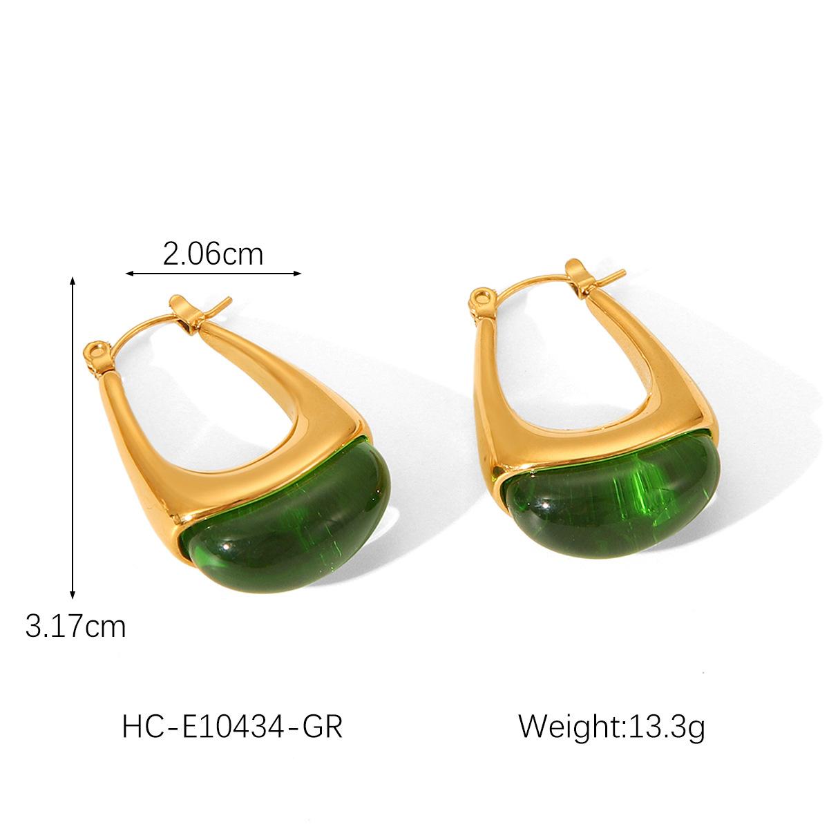 Maillard French Retro Titanium Steel Earrings, Teardrop Ear Buckles, Niche Design, Fashionable Versatile Stainless Steel Jewelry зелёный