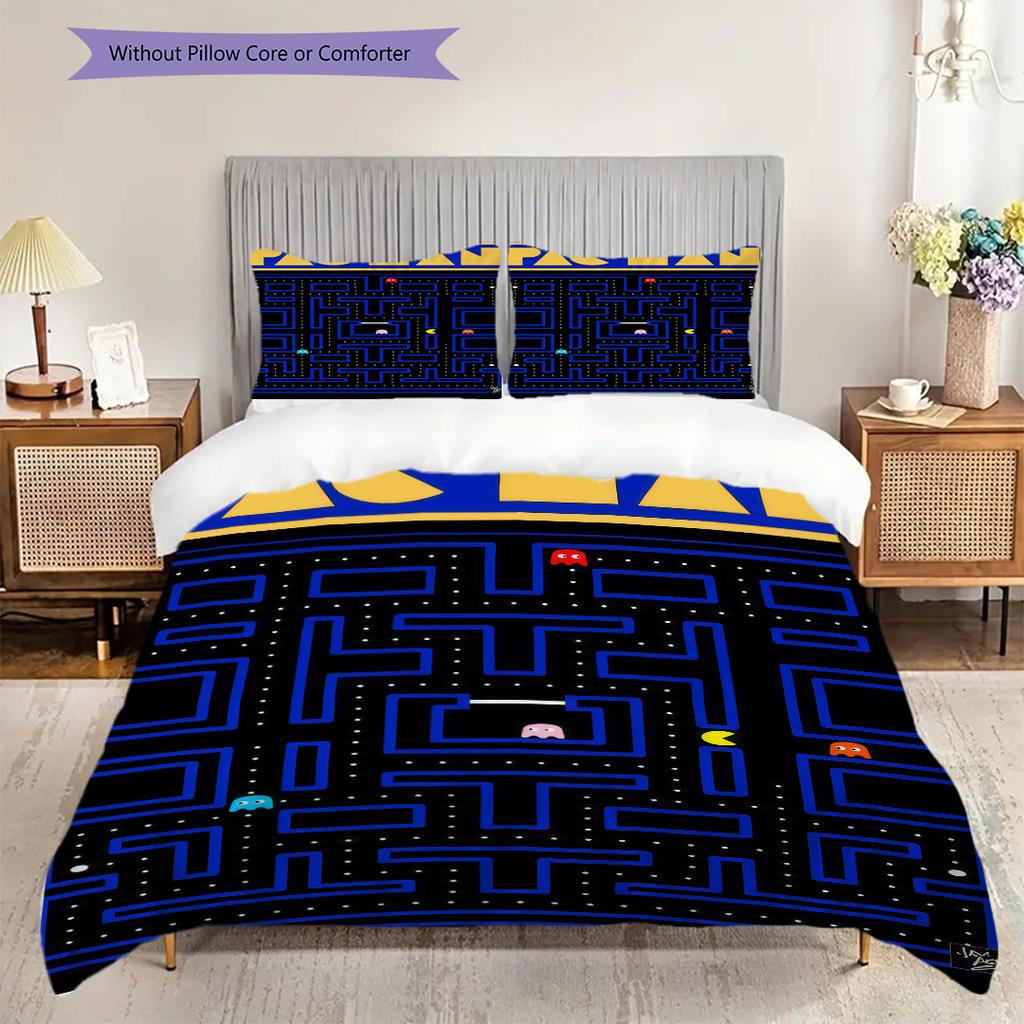 Classic Arcade Maze Adventure Bedding(1 * Duvet Cover + 2 * Pillowcase, Without Core) Christmas Birthday Gift Duvet Cover and Pillowcase Bedding Set