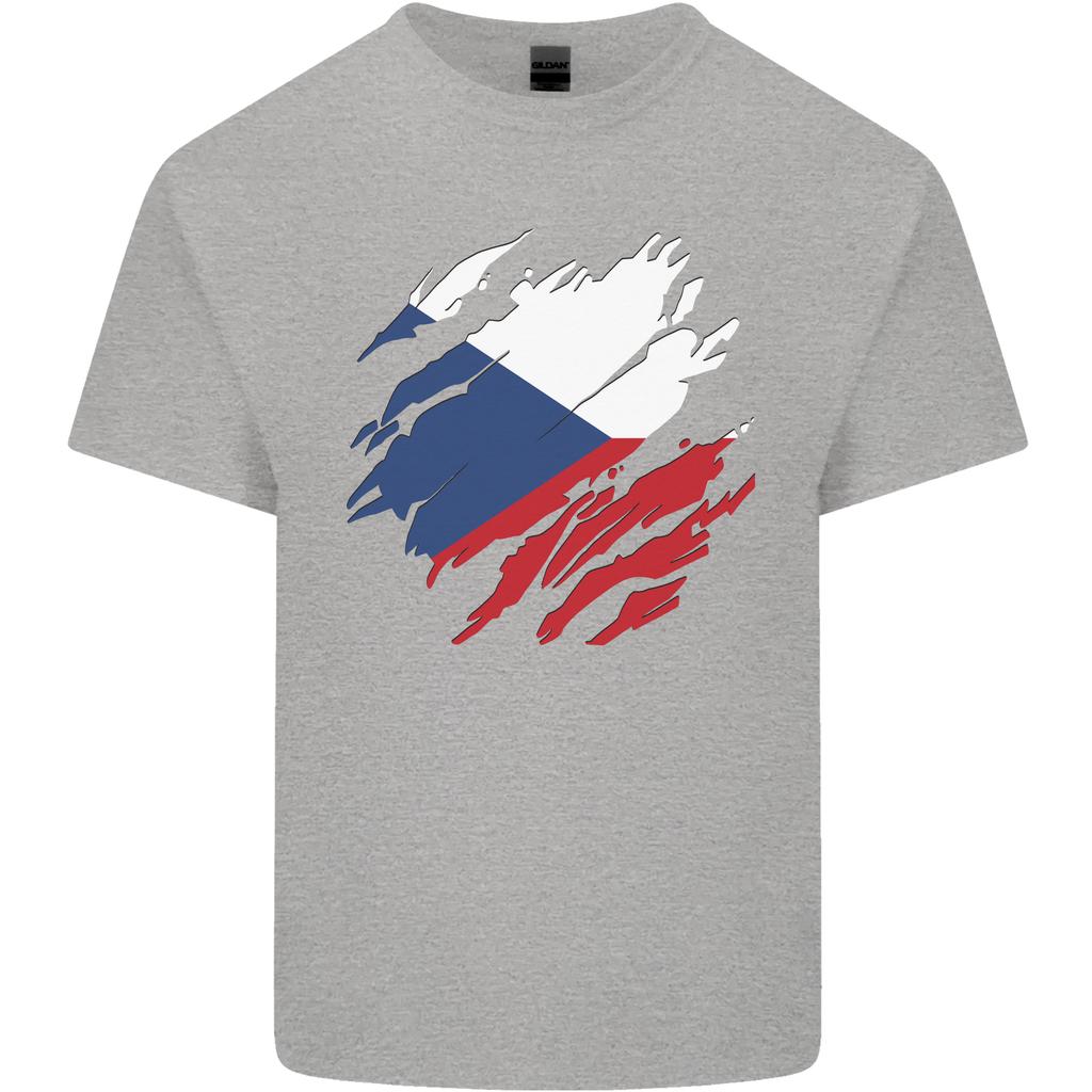 Torn Czechia Flag Czech Republic Day Football Unisexs Light Cotton TShirt