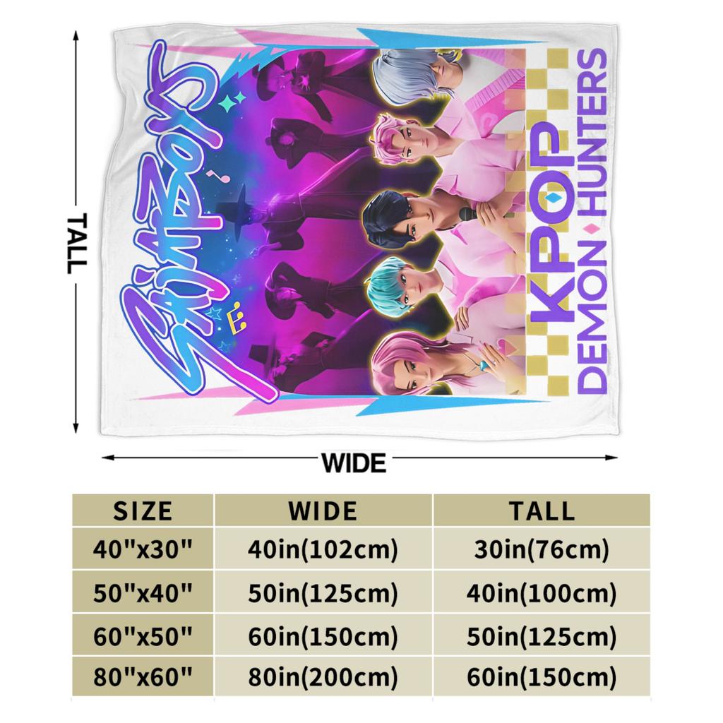 Saja Boys Kpop Demon Hunters Blankets  Flannel Awesome Soft Throw Blanket for Chair Covering Sofa  Winter