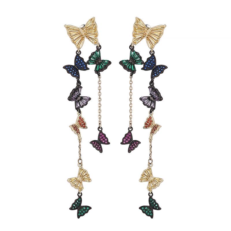 Exquisite Zircon Butterfly Earrings with Long Tassel