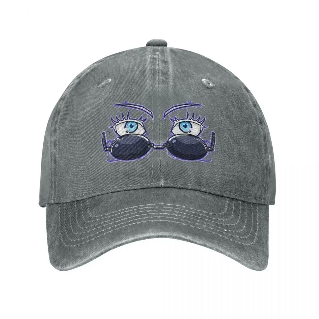 Vintage Jujutsu Gojo Eyes Kaisen Baseball Cap Unisex Style Distressed Denim Washed Snapback Hat Comic Anime Outdoor Hats Cap