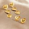 DIEYURO 316L Stainless Steel Golden Classic Bright Heart Pendant Earrings Lady New Waterproof Fashion Trend Earbob Jewelry