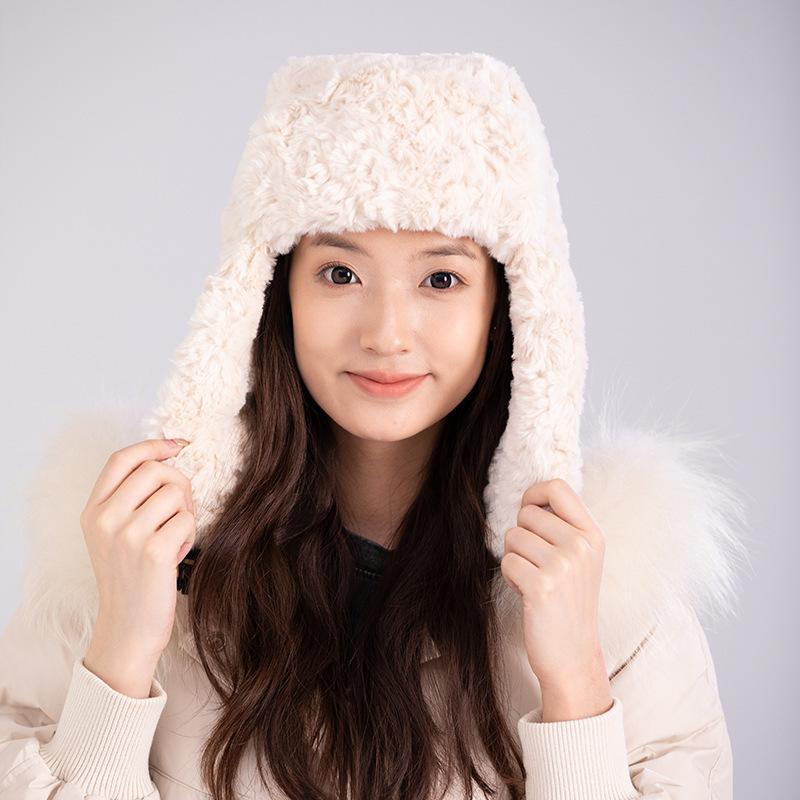 New Thick Plush Winter Hat Warm Autumn and Winter Windproof Hood Electric Car Cold Resistant Outdoor Cotton Leifeng Hat