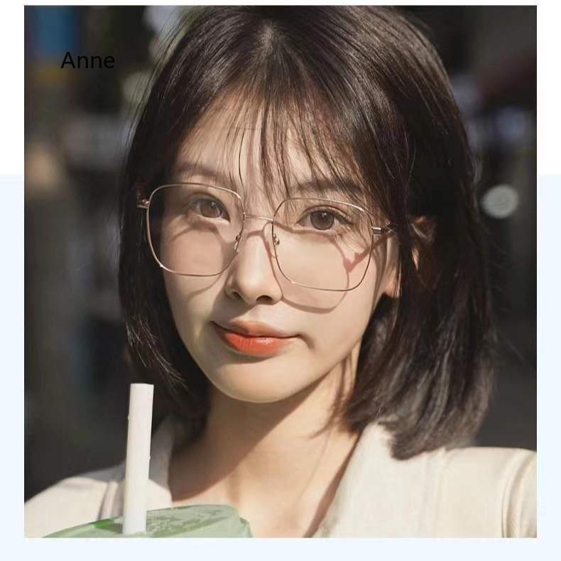 Fashion Anti-Blue Light Glasses Women Men Retro Oversized Frame Female Computer Goggles Decorative Glasses Transparent Lens