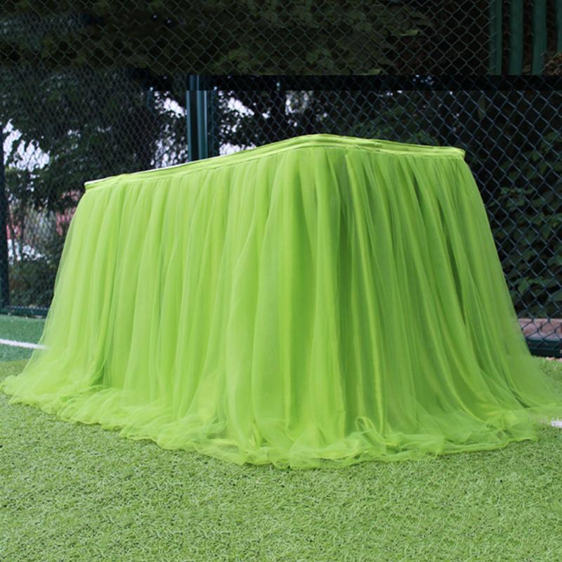 Tulle Table Skirt Elastic Mesh Tulle Tableware Tablecloth For Holiday Party Table Skirt Baby Shower Wedding Party Decor 100x75cm