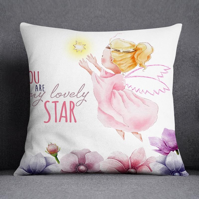 Yoga Little Girl Animal Series Pattern Decorative Pillowcase Square Pillowcase Home Office Ornament