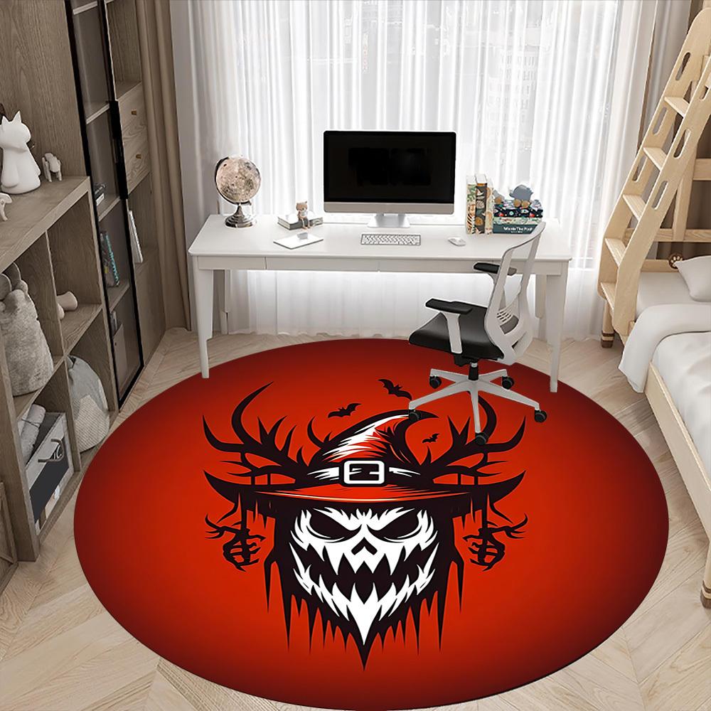 1pc Halloween Spooky Office Round Area Rug, Under Office Chairs Bedroom Living Room Home Decor, Room Deco, Available In Various Sizes