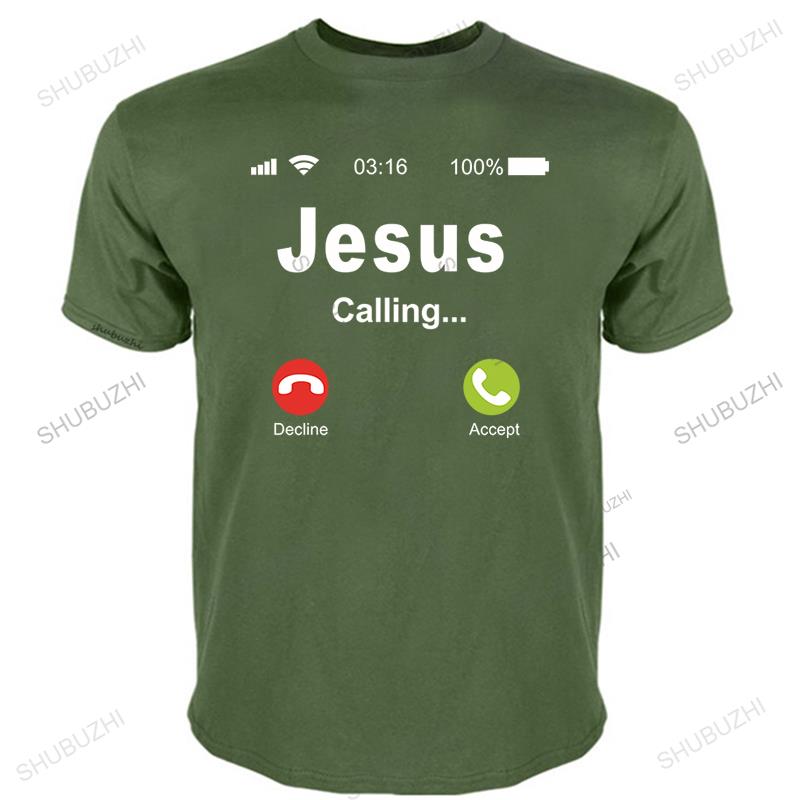 Men Cotton o-neck T Shirt Summer shubuzhi Tshirt Jesus Is Calling Christian-Unique Funny T-shirt unisex tee-shirt Vintage tees
