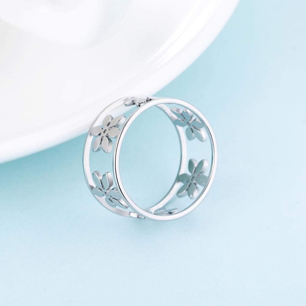 Stainless steel fashion women's hollow ring Lotus elegant romantic high quality design jewelry Valentine's Day anniversary gift