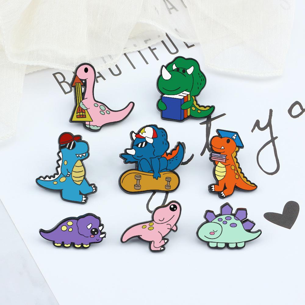 Adorable Kawaii Dinosaur Cartoon Brooch: Soft Animal Badge, Student Bag Pendant Ornament