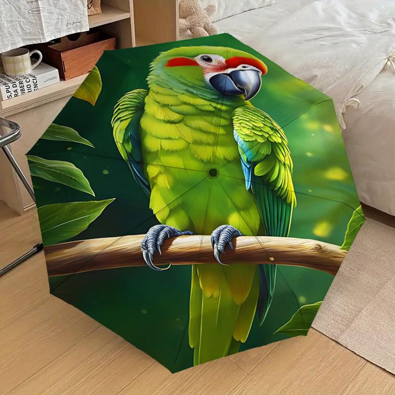 1PC Parrot, Branch Automatic Open/Close Umbrella Compact Folding Umbrella with 8-Rib Shaft Lightweight Esign, Highquality Fabric1176A
