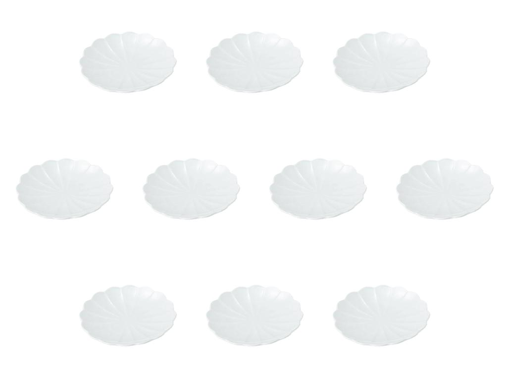 Set of 10 Kotonohana Adonis Flower Small White x Small Setomonohonpo Plates, [11.5 1.7 cm] Plates,
