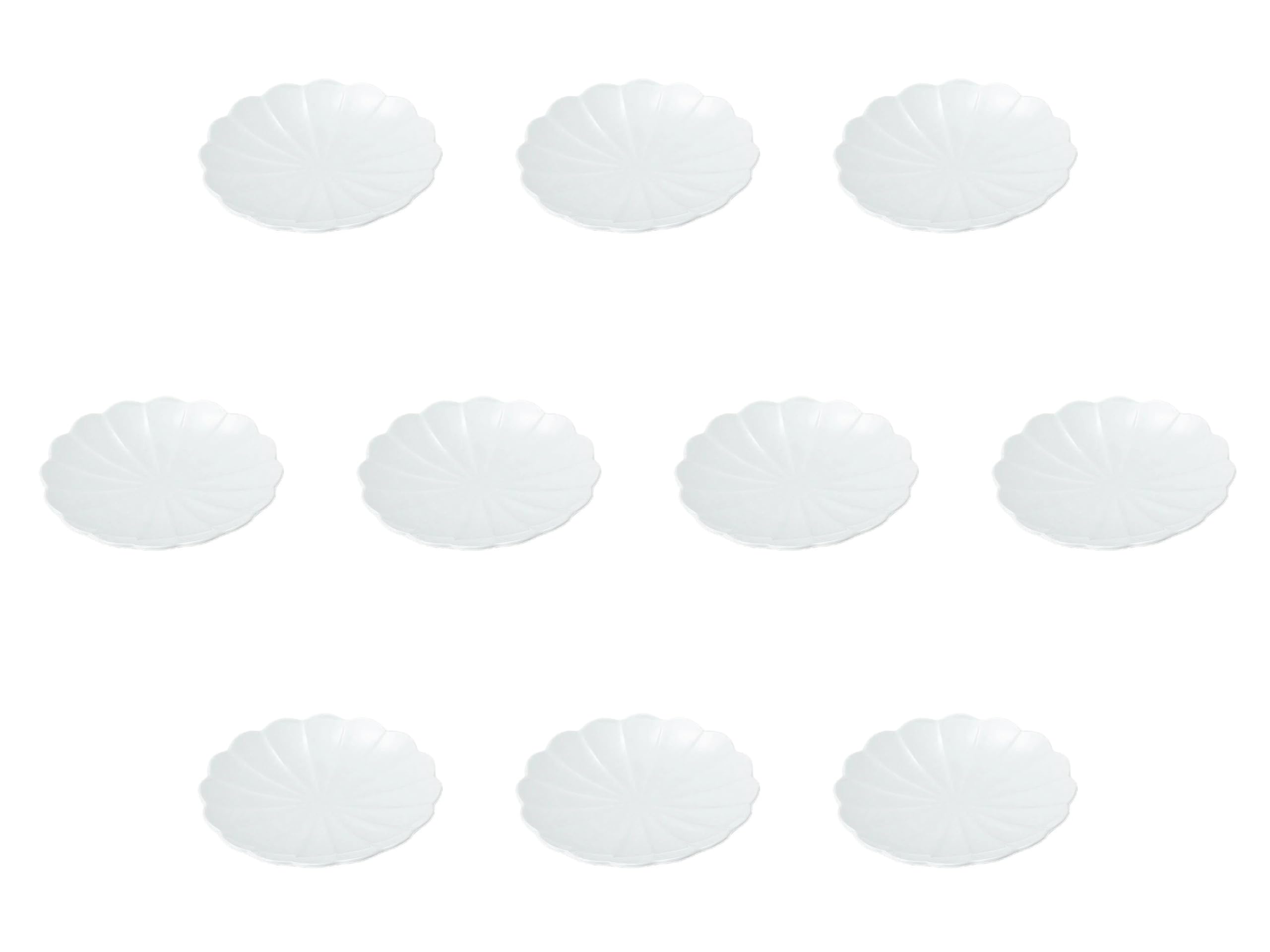 

Set of 10 Kotonohana Adonis Flower Small White x Small Setomonohonpo Plates, [11.5 1.7 cm] Plates,