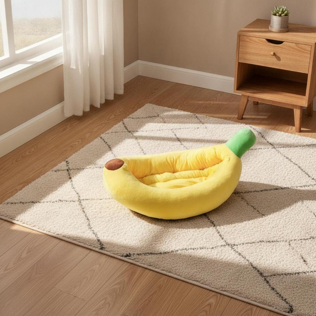 Banana Pet Bed Cute Nest with Cushions Ultra-Soft for Cats, Young Dogs