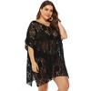 Robe de plage en dentelle pour femmes, grande taille, Sexy, ajouré, transparente, col en v, fendue, Cover-Up pour les maillots de bain