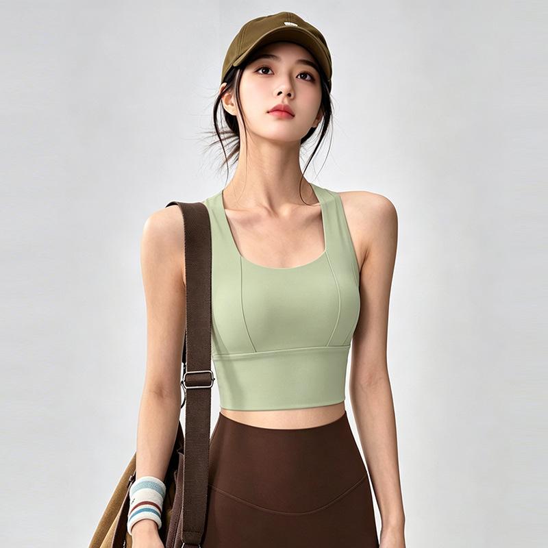 Beautiful Back Sports Underwear Women's Shock-proof Gathering Running Fitness Vest with Chest Pad Yoga Clothes Summer Models