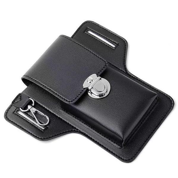 Marsupio Da Cintura In Pelle PU Per Telefono - Vintage, Porta Cellulare Universale, Nero - Per Uomo, Outdoor E Pesca