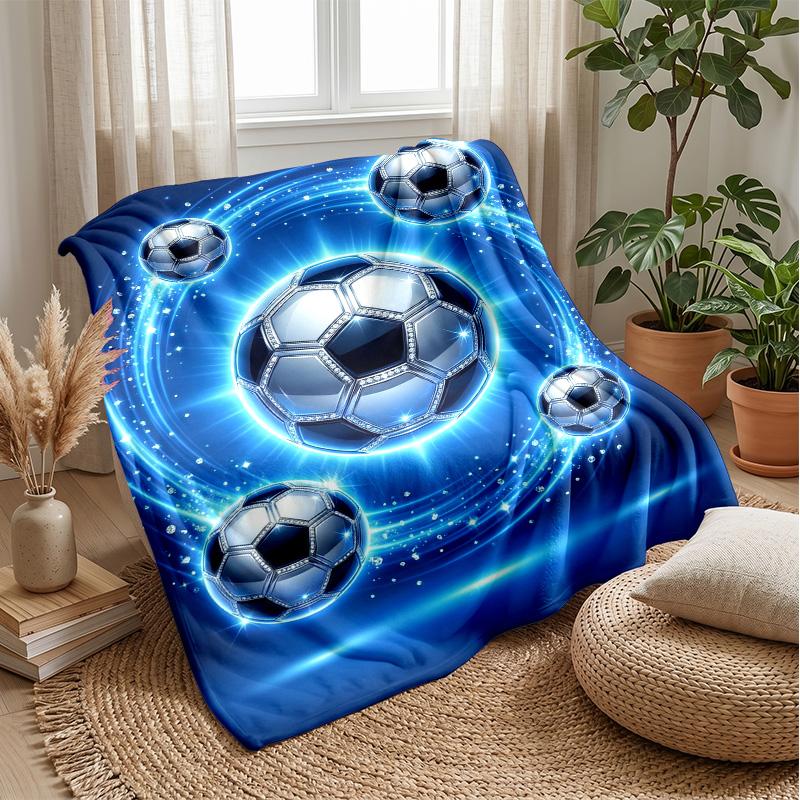 Soccer Ball Lightning Energy Theme blanket Lightweight Warm Flannel Blanket Decorative Throw Blanket for Home Decoration