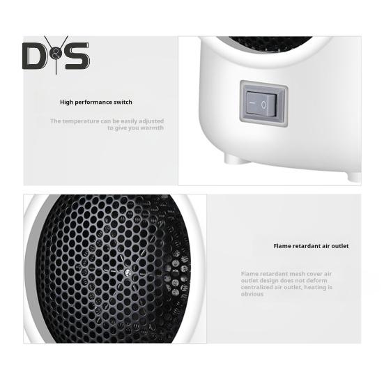 Hjem Small Space Heater Rask Oppvarming Temperatur Justerbar Stilledrift Kaldt vær Varmemaskin Romvarmer