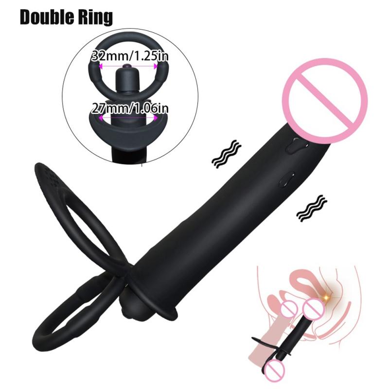 Sexuální hračky s dvojitým penetračním vibrátorem Strapon Dildo Vibrační popruh na analplug pro muže Sexuální hračky pro dospělé