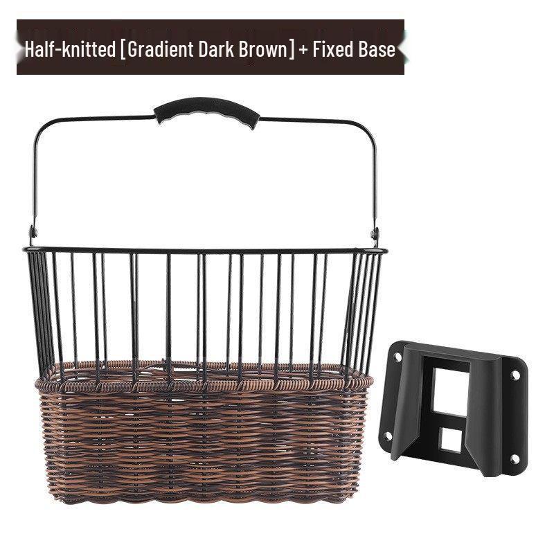 Retro Japanese Style Folding Bicycle with Detachable Woven Cloth Basket