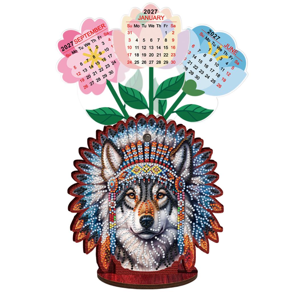 2026 Kalender Diamantmalerei Kalender Set Holz Diamantmalerei Set DIY Diamantkunst Schreibtischkalender Weihnachtsgeschenk