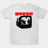 Men Black Print T-shirt Red Typography Alternative Indie Band No-Cut Transfer Paper Print Cotton Tshirt