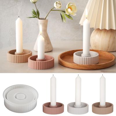 Silicone Crafting Mold Distinctive Round Striped Candle Holders Moulds Silicone Texture Suitable for Handmade Present