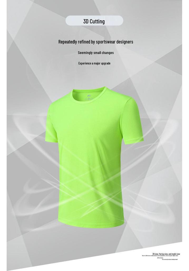Unisex Quick-Dry Short Sleeve Running T-shirt - Solid Color Sportswear