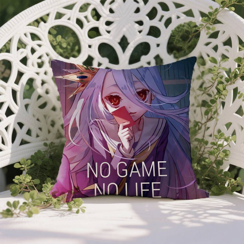 

Anime Beautiful-No Game No Life-Cartoon Pillow Case Anti-dustmite Invisible Zipper Silky Short Plush Sofa Cushion Cover 12x12Inch