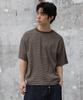 AGOD Back Incision Stripe Half T-Shirt [Brown]